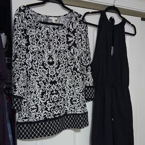 Black & White Printed Women's Tunic Top
